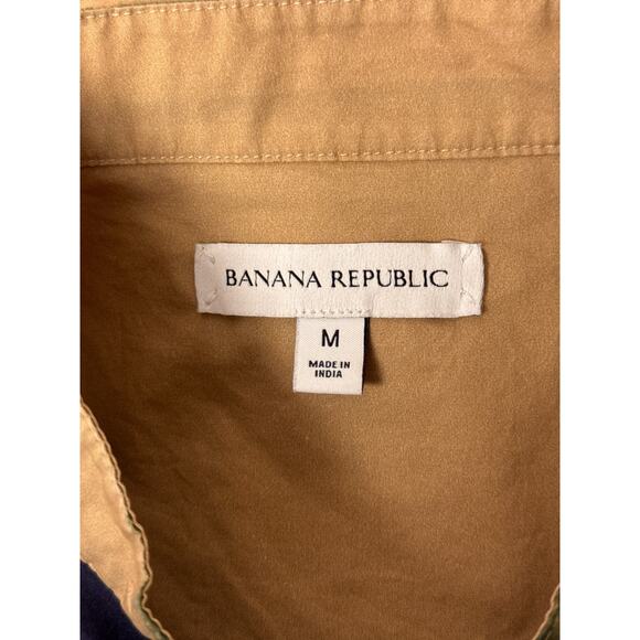 Banana Republic Romper Medium Womens Cotton Poplin Green & Navy Tie Dye - Picture 8 of 11